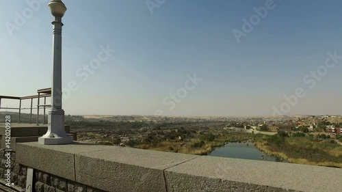 Driving across bridge to Aswan High Dam, Egypt