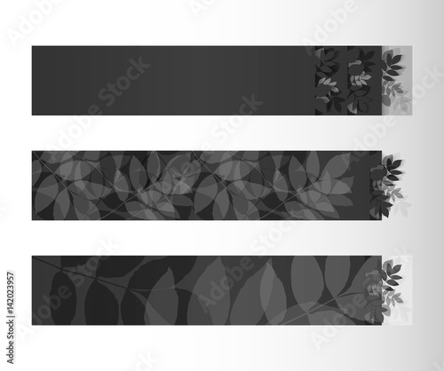 Foliage banner set, dark gray colors