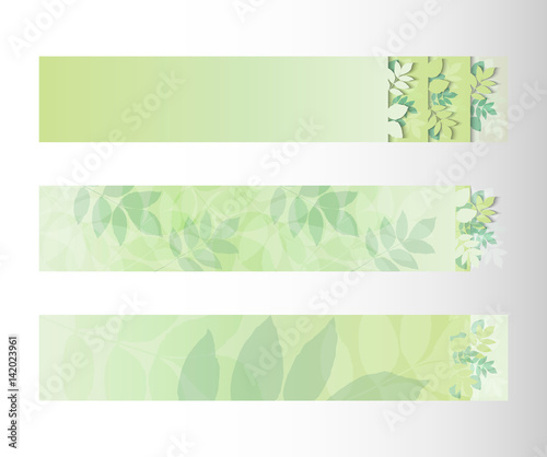 Foliage banner set, light green colors
