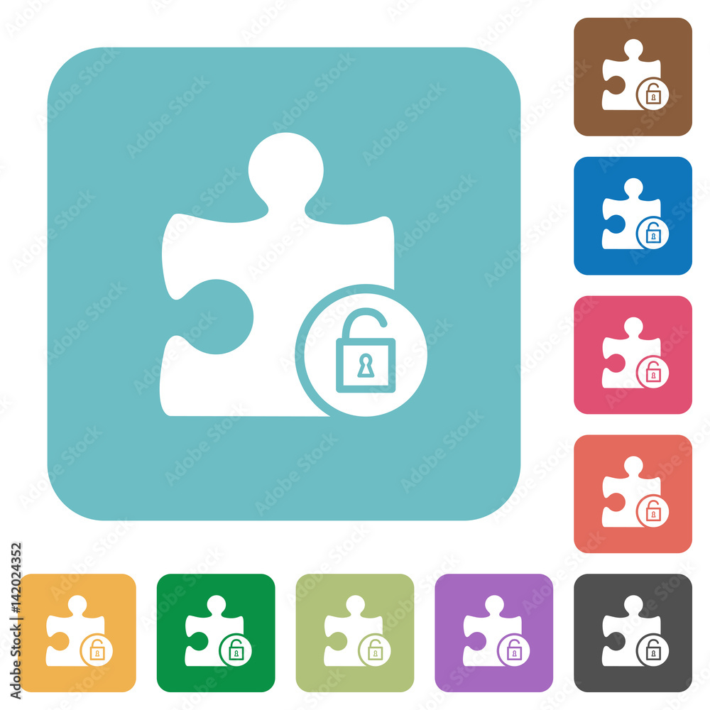 Unlock plugin rounded square flat icons Unlock plugin rounded square flat icons
