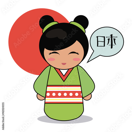 kokeshi doll decorative image vector illustration eps 10