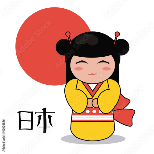 kokeshi doll decorative image vector illustration eps 10