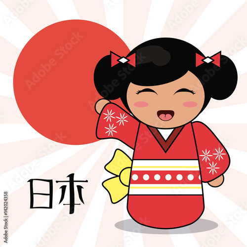 kokeshi doll decorative image vector illustration eps 10