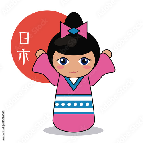 kokeshi doll decorative image vector illustration eps 10