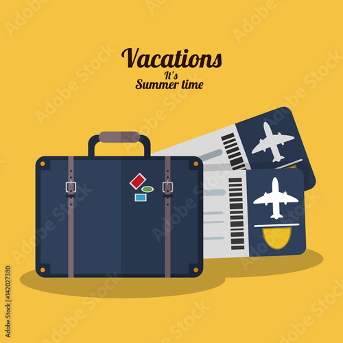 vacations summer time - suitcase tickets airline vector illustration eps 10 photo