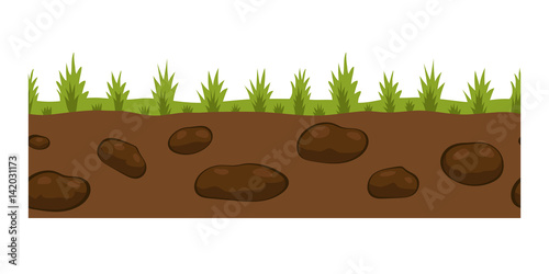 Cross section ground slice isolated some piece nature outdoor ecology underground and freestanding render garden natural geologist earth vector illustration.