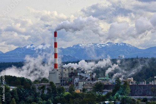 Amazing Alaska. Refinery with smoke stacks