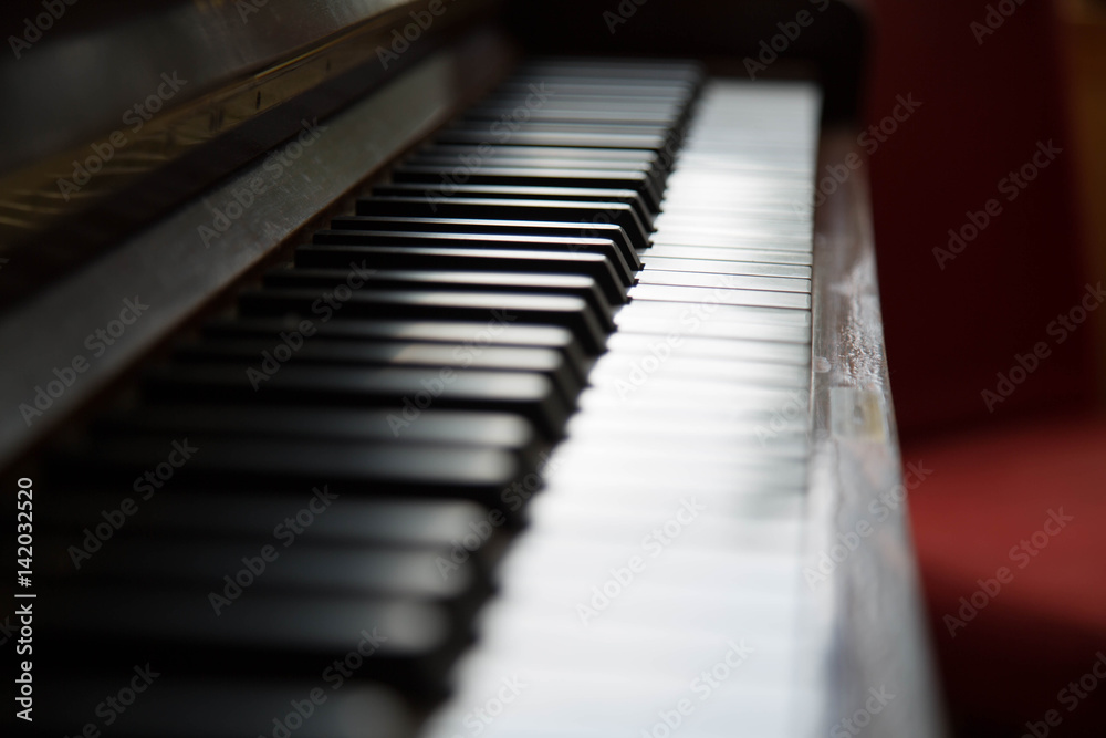 Old piano soft day light closeup keyboard Old piano soft day light closeup keyboard