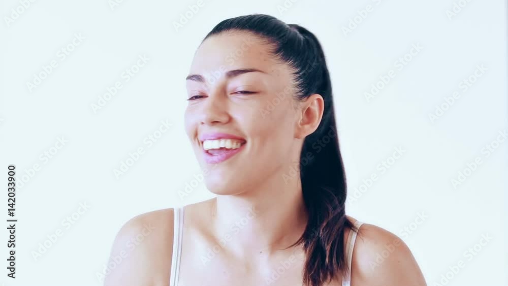 Portrait of happy beautiful woman without makeup drinking coffee, graded Portrait of happy beautiful woman without makeup drinking coffee, graded
