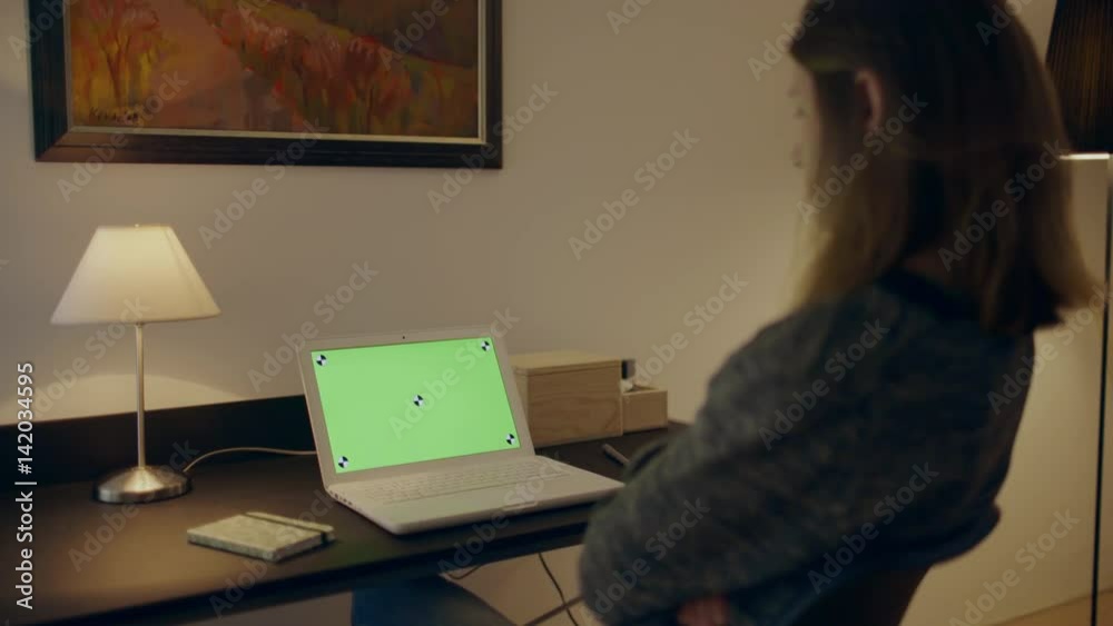 Woman working in the home office, typing on laptop keyboard. Woman working in the home office, typing on laptop keyboard.