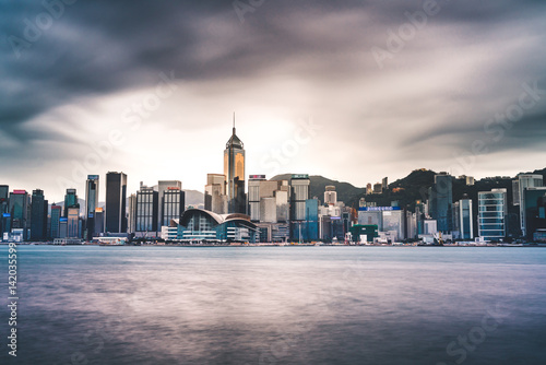 Scenery of Hong Kong Island viewed from Harbor City