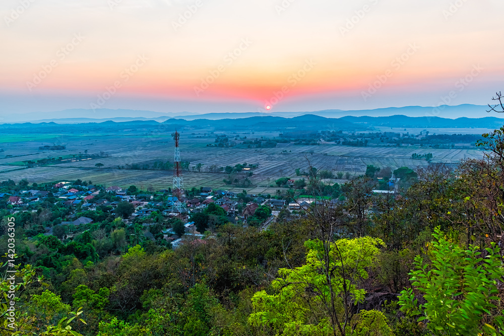 Sunset on the mountain in Chiang Rai,North of Thailand