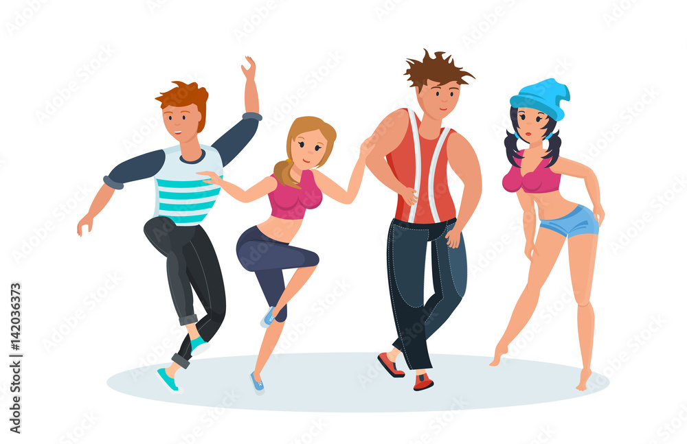 Naklejka premium Couples dance modern dances: popular popular youth dances, hip hop.