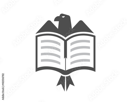 Modern Book Lover Logo - Eagle Bookmark And Mountain Symbol