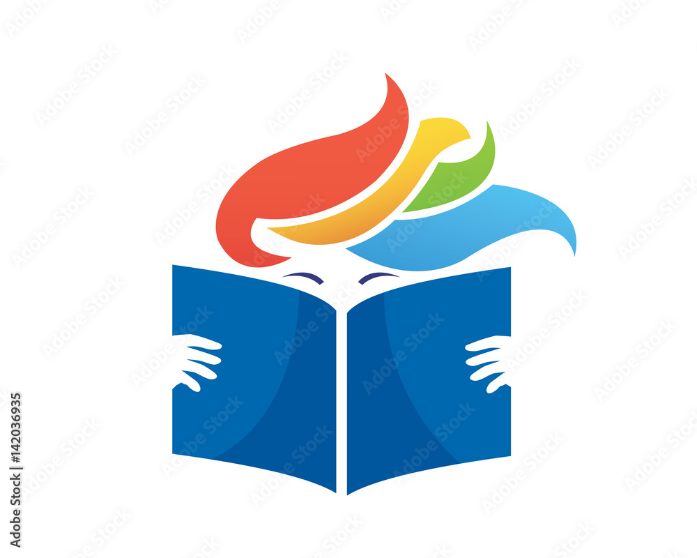 Fototapeta premium Modern Book Lover Logo - Passionate Reading Book Club