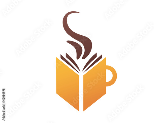 Modern Book Lover Logo - Book And Coffee
