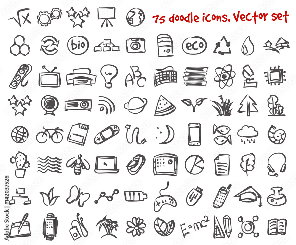vector doodle icons set vector doodle icons set