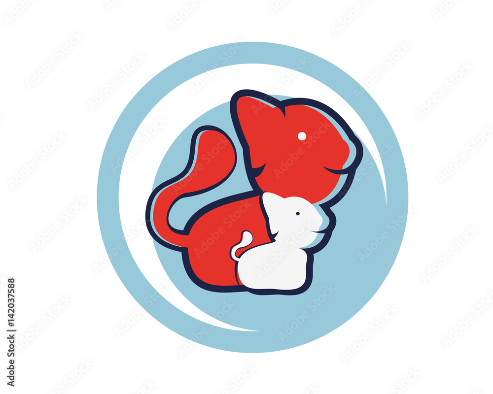 Modern Cute Animal Mother And Children Warm Hug Logo - Cat Family Modern Cute Animal Mother And Children Warm Hug Logo - Cat Family