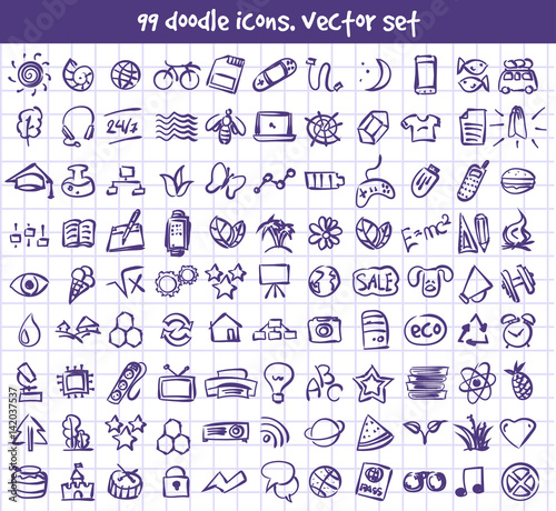 vector doodle icons set