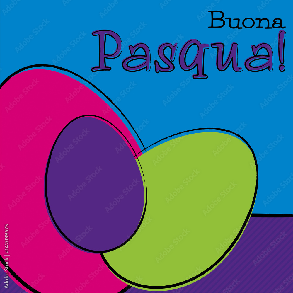 Hand drawn Easter egg card in vector format. Words translate to "Happy