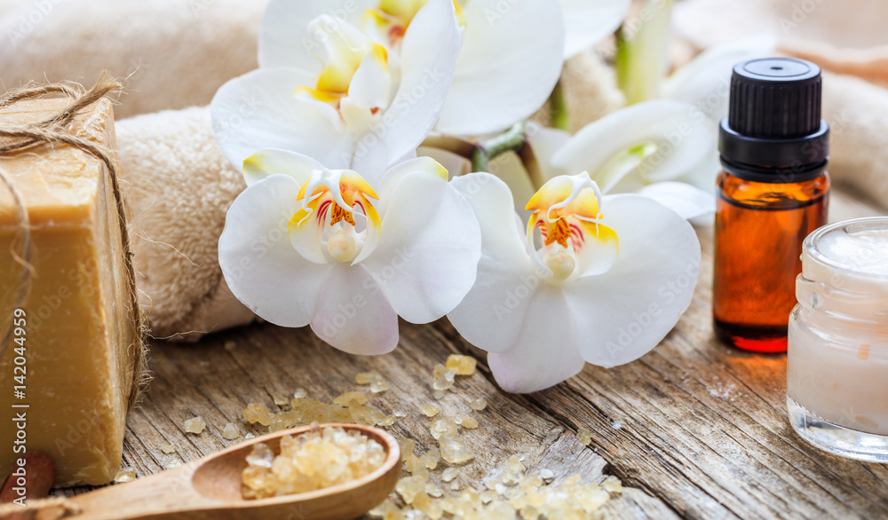 Moisturizing cream and orchid - spa concept