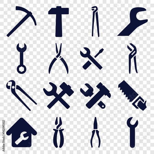 Set of 16 wrench filled icons