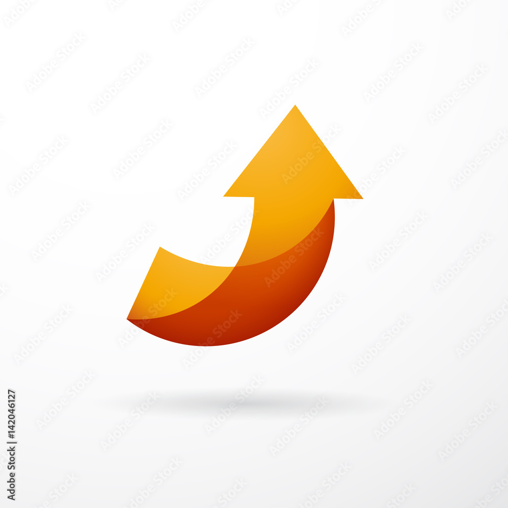 Vector sign orange arrow up, abstract shape Vector sign orange arrow up, abstract shape