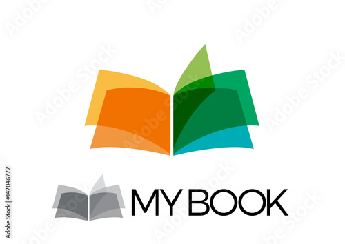 Vector book and writer. Simple abstract shapes