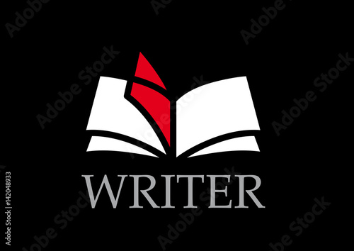 Vector book and writer. Simple abstract shapes