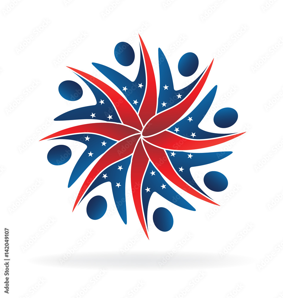 Patriotic teamwork people logo Patriotic teamwork people logo