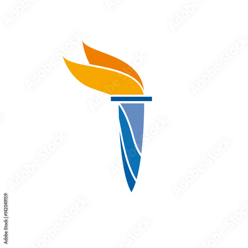 Vector sign torch and flame. Torchbearer photo