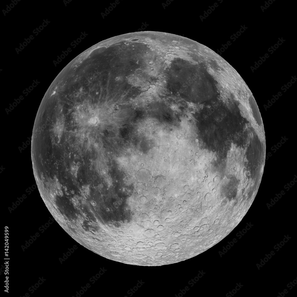 Obraz premium full moon isolated on black background