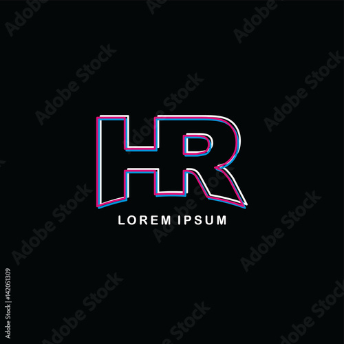 initial neon light letter brand logo template logotype