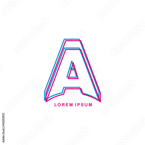 initial neon light letter brand logo template logotype