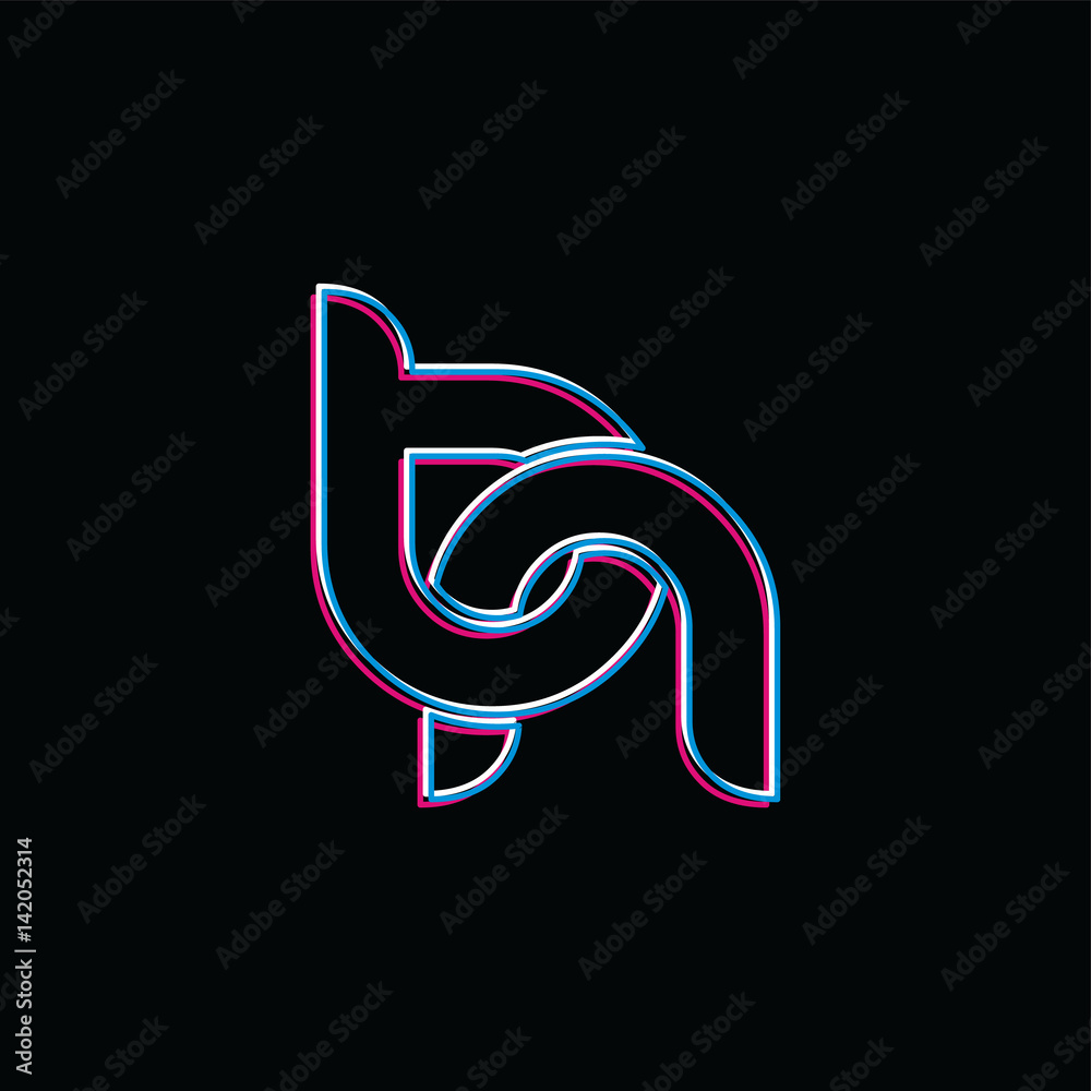 Obraz premium initial neon light letter brand logo template logotype