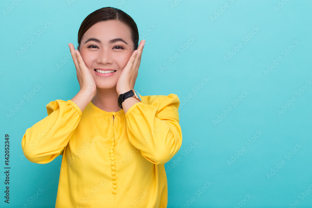 © chajamp - Happy woman on isolated background © chajamp - Happy woman on isolated background