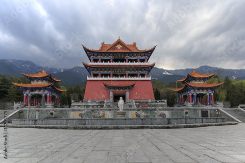 Main gate of Chongsheng temple (The Three Pagodas temple), Dali, China,