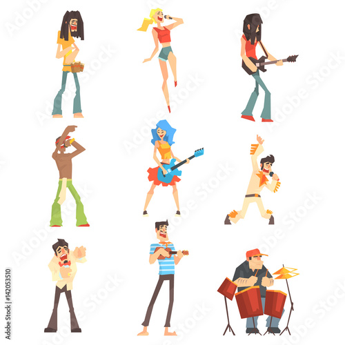 Musicians And Singers Of Different Music Styles Performing On Stage In Concert Series Of Cartoon Characters