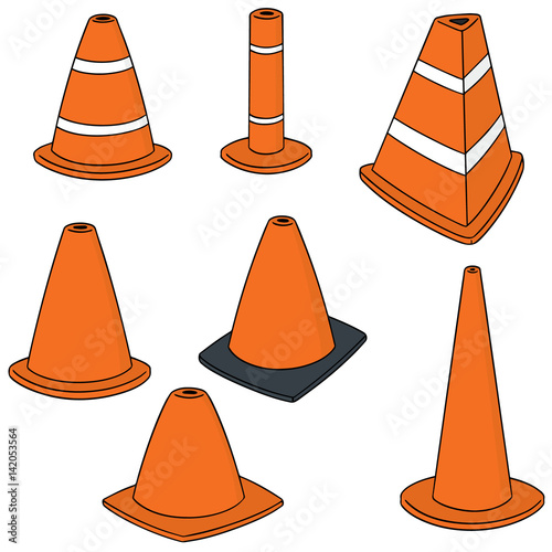 vector set of traffic cone