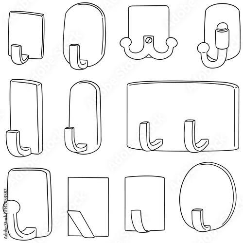 vector set of wall hooks
