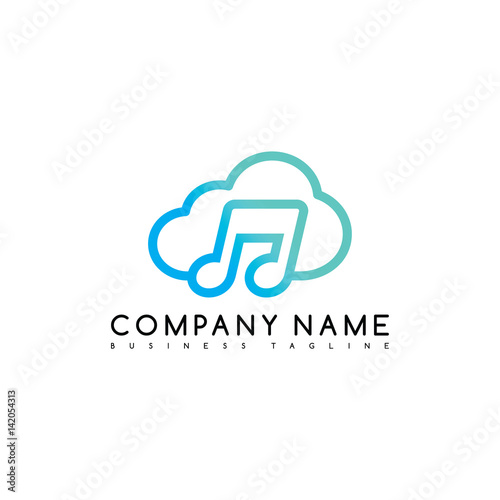 music cloud brand company template logo logotype vector art