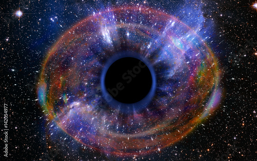 Vászonkép Stars are collapsing in a deep black hole, attracted by the huge gravitational field