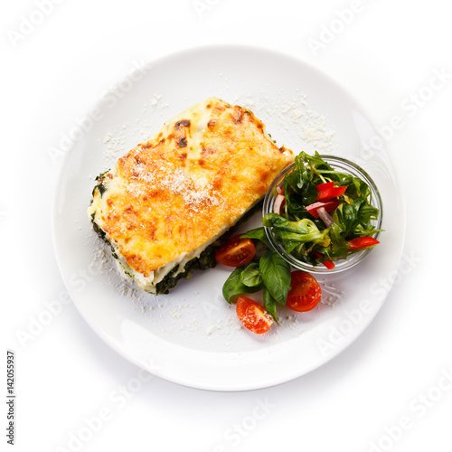 Vegetarian lasagna with spinach