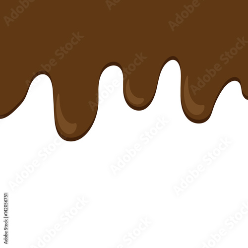 Chocolate dripping down background. Cartoon style.