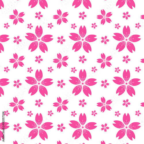 Pink sakura seamless pattern vector background. Japanese cherry blossom pattern background for valentines day  wedding  paper and textile.