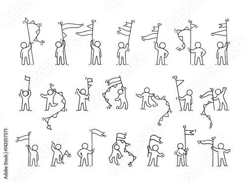 set of sketch little people with party symbols.