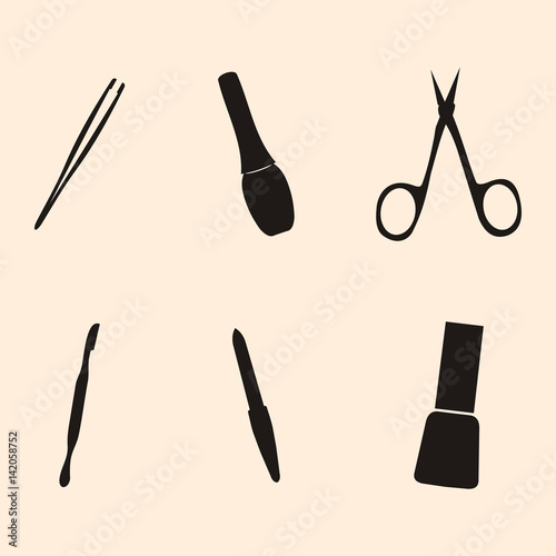 Manicure and chiropody tools vector collection. Vector