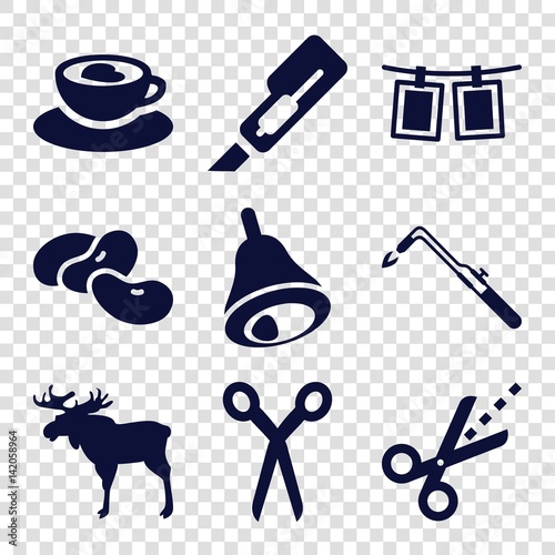 Set of 9 clip filled icons