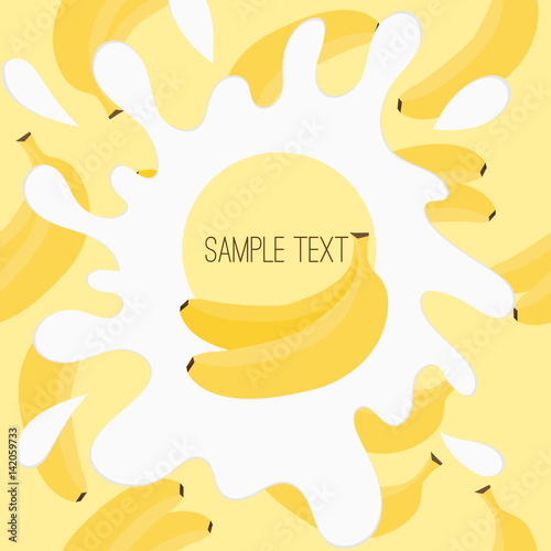 Banana label with milk or yogurt splashes.