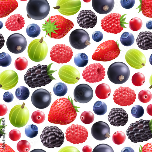Realistic Berries Seamless Pattern 